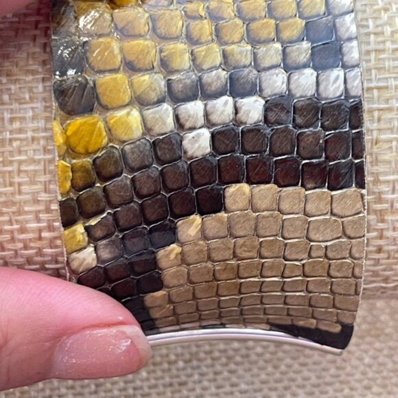 Rustic Cuff Snake Print Wide Silver Cuff Bracelet - Picture 4 of 15